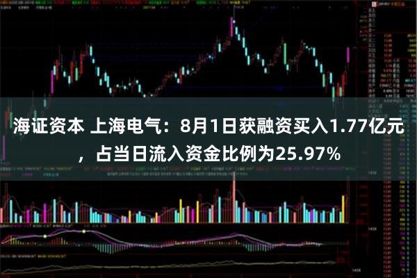 海证资本 上海电气：8月1日获融资买入1.77亿元，占当日流入资金比例为25.97%